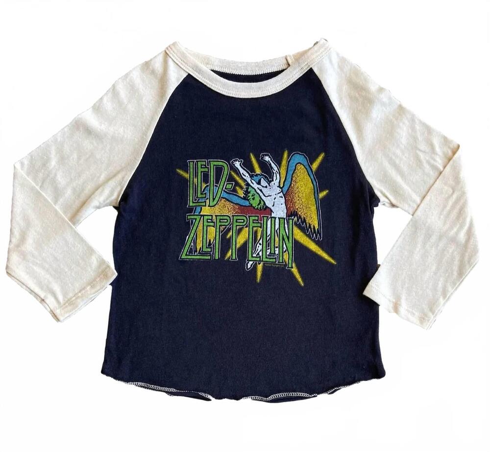 NEW ROWDY SPROUT kid's led zeppelin raglan tee in black